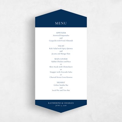 Blue Diamond Wedding Menu - Potter