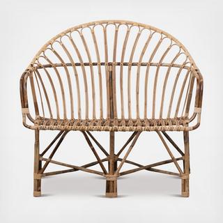 Hand-Woven Rattan Outdoor Settee