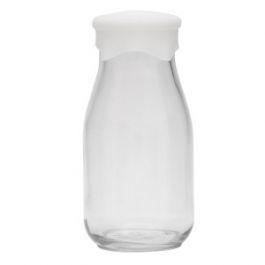 Round Glass Milk Bottle with Silicone Lid, 16 Ounces