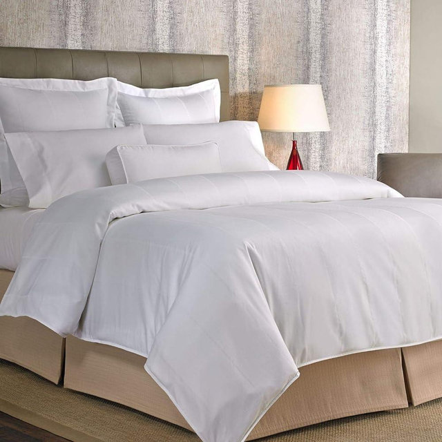 Marriott Bird's Eye Stripe Duvet Cover - Ultra-Soft, Breathable Cotton Blend Duvet Cover with Reversible Design - Exclusive Bird's Eye Stripe - King