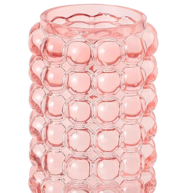 Glass Bubble Vase, Pink Glass Vase for Flowers, Tall Vase, Flower Vase for Bouquet, Modern Vase, Cute Vase for Living Room, Bedroom, Dinning Table, Office, Wedding, Birthday, 8 Inches