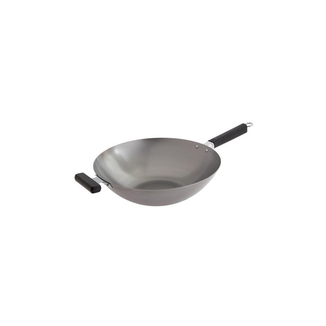Joyce Chen Professional Series 14-Inch Uncoated Carbon Steel Flat Bottom Wok with Phenolic Handles