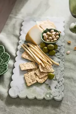 Scalloped Green Marble Serving Board