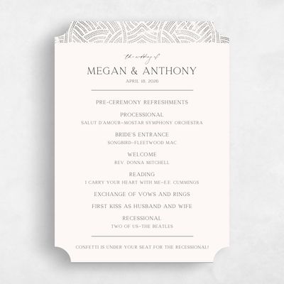 Grey Ticket Wedding Program - Belmont