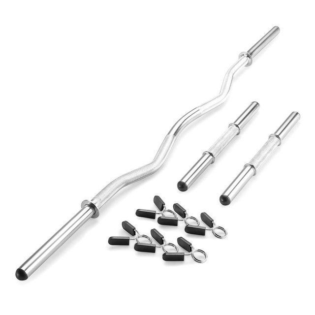 Marcy Hollow Curl Bar and Dumbbell Handle Set with Spring Collars