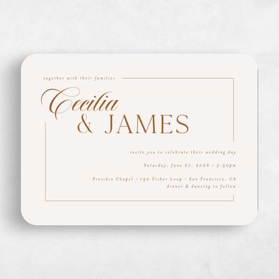 Beige Rounded Wedding Invitation - Carulas Landscape