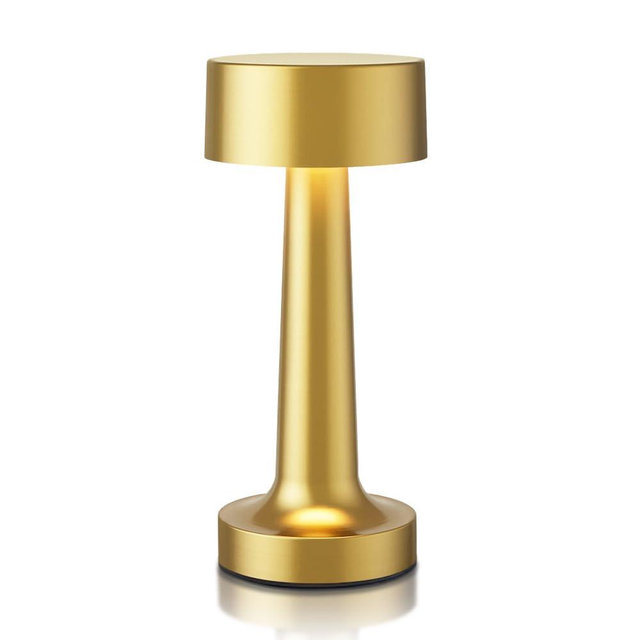 HPUFKOT Portable LED Table Lamp, 3-Levels Brightness Metal Desk Lamp,3 Color Touch Control Rechargeable Lamp, Ideal Bedside Lamp for Nightstand,Bedroom, Living Room (Gold)