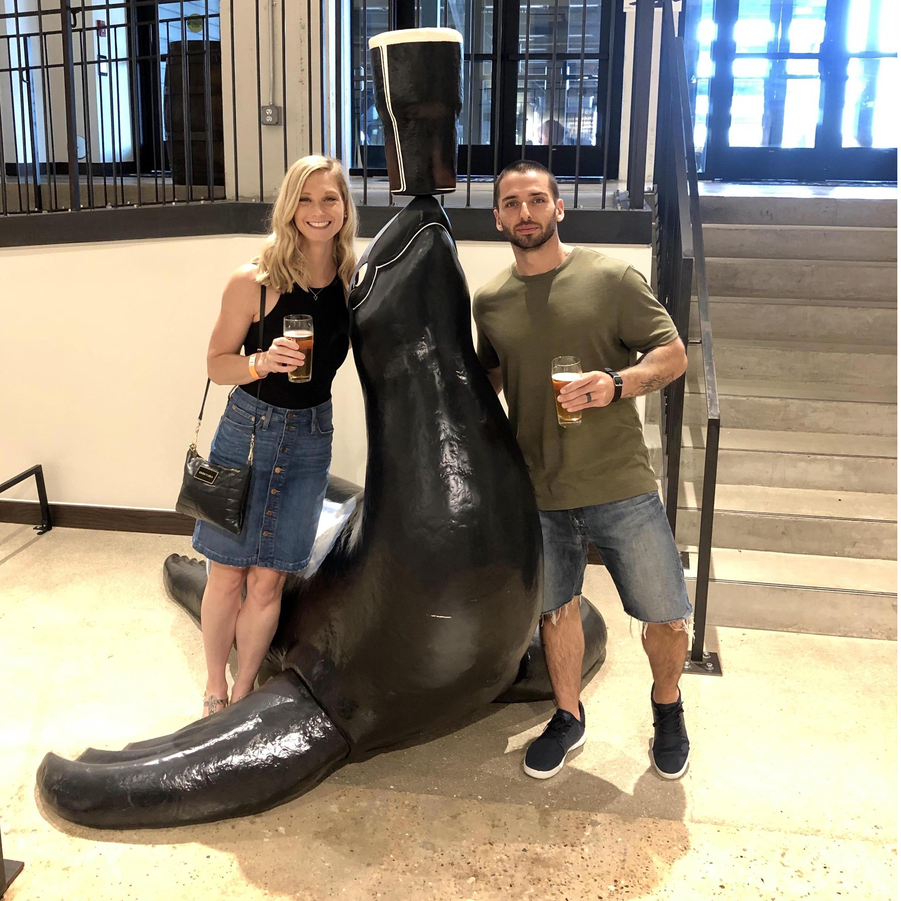 Enjoying a beer at the Guinness Brewery!