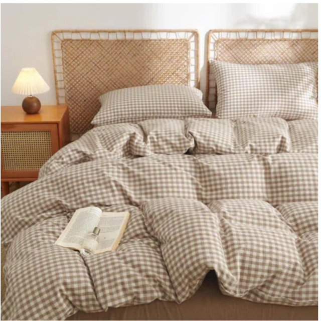 Omelas Nayoroom 3 Pieces Gingham Duvet Cover 100% Washed Cotton Plaid Checkered Duvet Cover Set Modern Grid Bedding Set With Zipper Closure Corner Ties | Wayfair