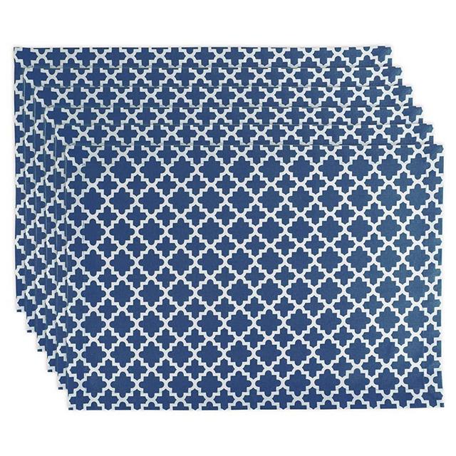 DII Lattice Cotton Placemat For Dinner Parties, Summer & Outdoor Picnics - 13x 19", Nautical Blue and White, Set of 6