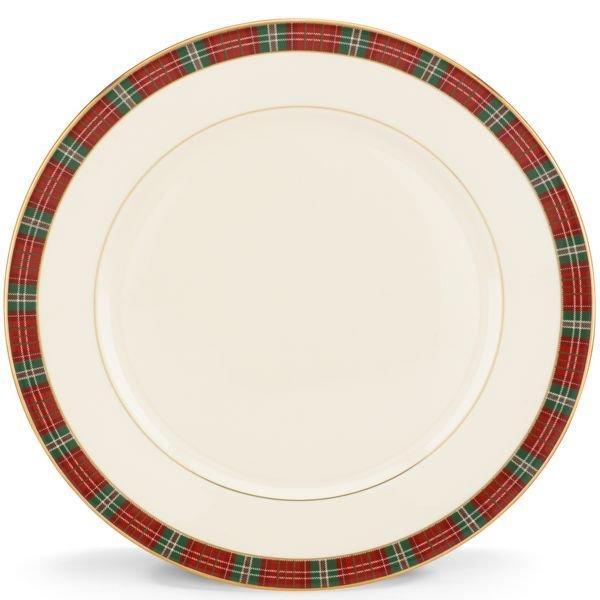 Winter Greetings Plaid Dinner Plate