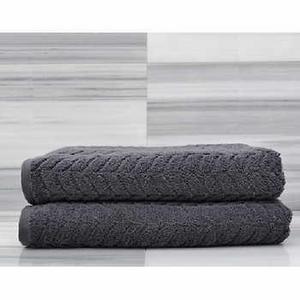 Leaves Dark Grey Bath Sheet Set by Talesma