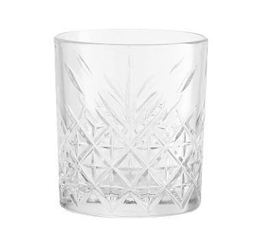 Trellis Etched Double Old Fashioned Glass, Set of 4 - Clear