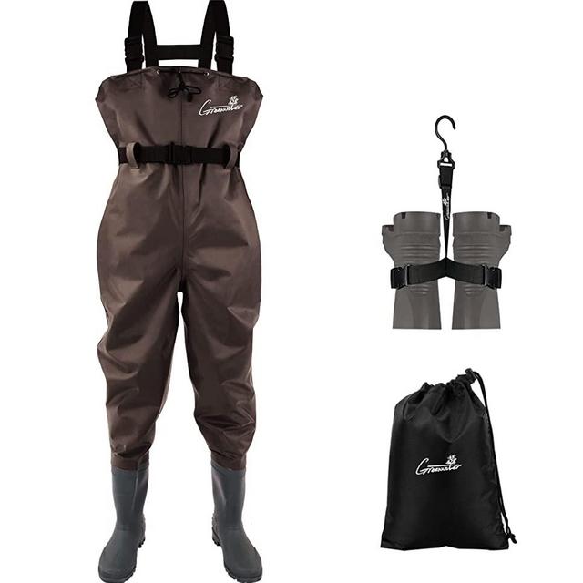 GREENWATER Fishing Chest Waders for Men Women with Boots Waterproof 2ply Nylon PVC Lightweight Bootfoot Waders for Hunting