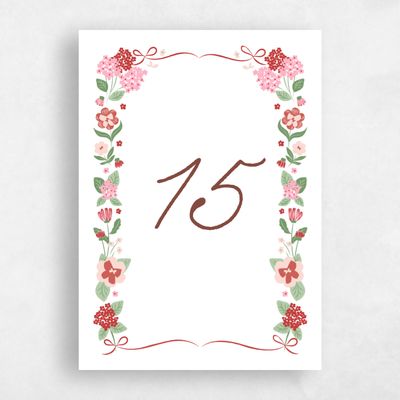 Cherry Blossom, Red Wedding Table Number - Campanule
