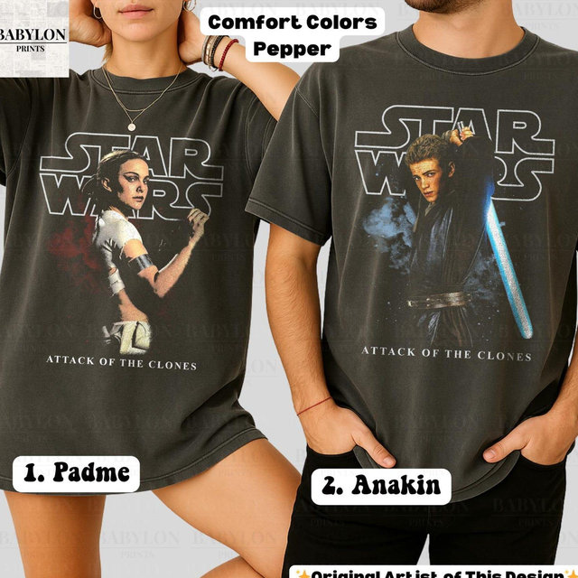 Retro Anakin and Padme Star Wars Shirt: Anakin Skywalker Padme Amidala Matching Couple Shirt, Disneyland Matching, Star Wars Matching Tees