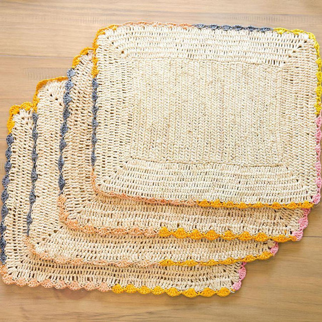 Sallie Ruffle Edge Rectangle Placemat, Set of 4 - Multi Color