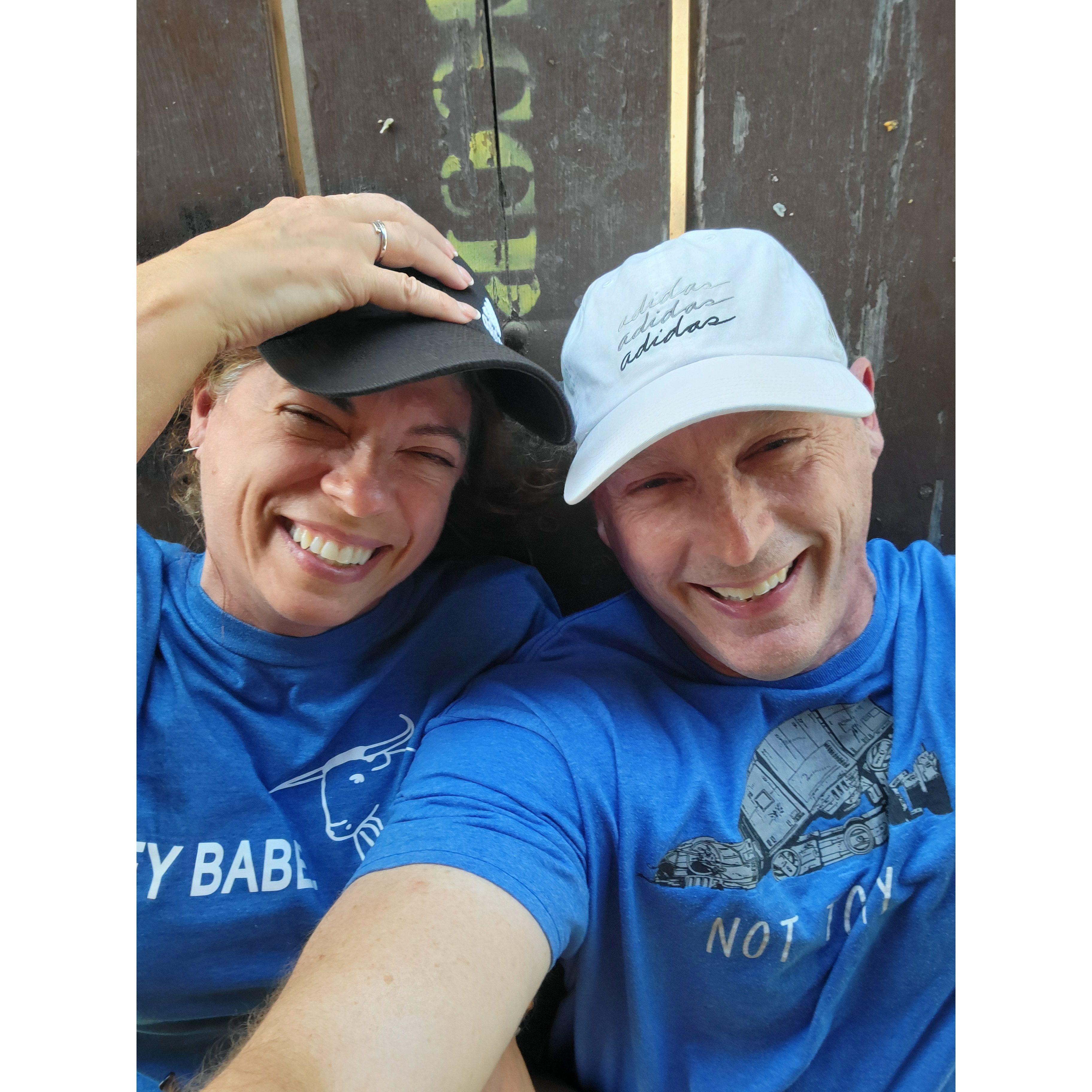 July 5, 2024. Just one of those moments. We traded hats to see if mosquitos had a preference for color. Nope, it's just Jim they prefer.