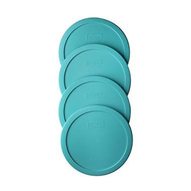 Pyrex 7402-PC Round 7 Cup Storage Lid for Glass Bowls (4, Turquoise)