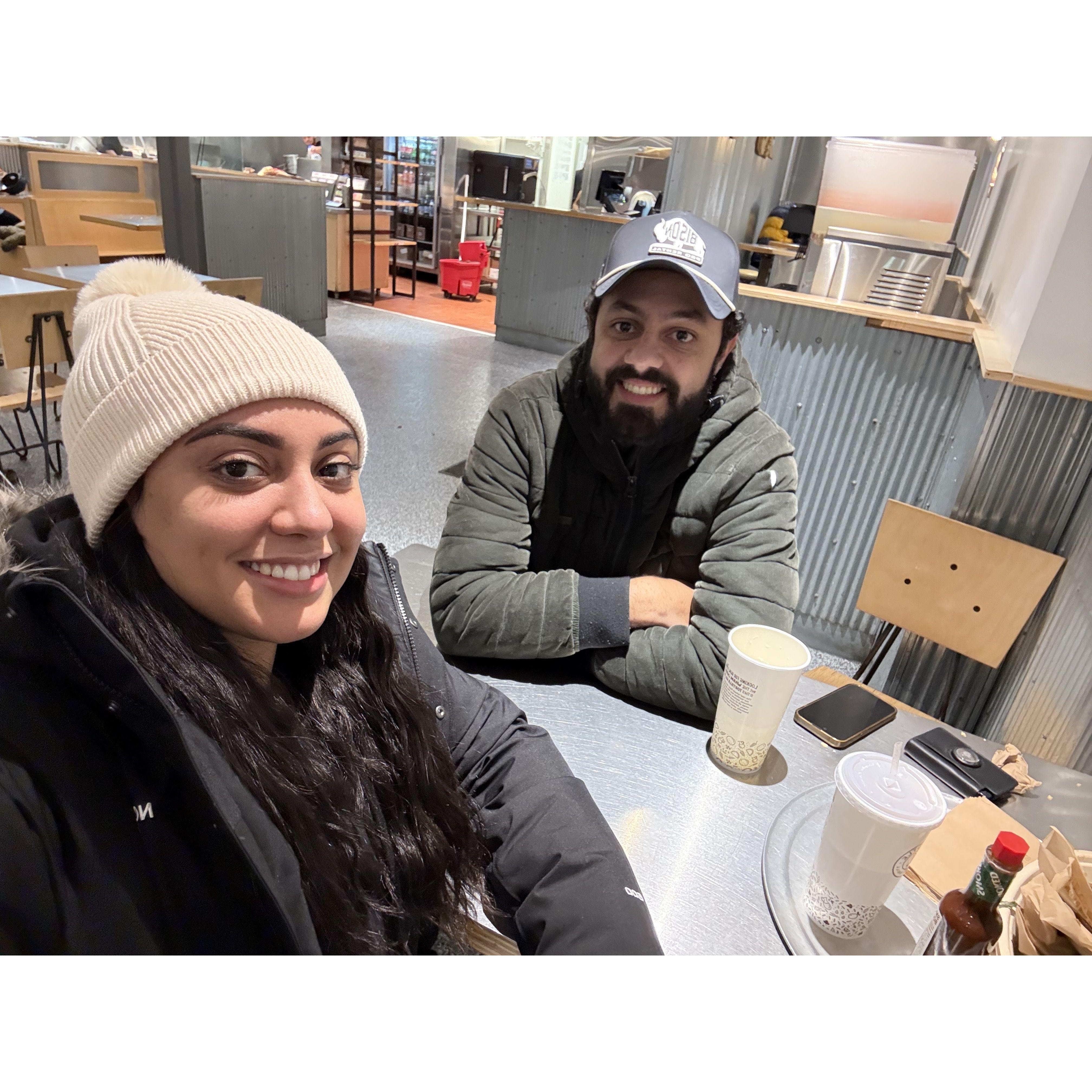 Our weekly Chipotle date.