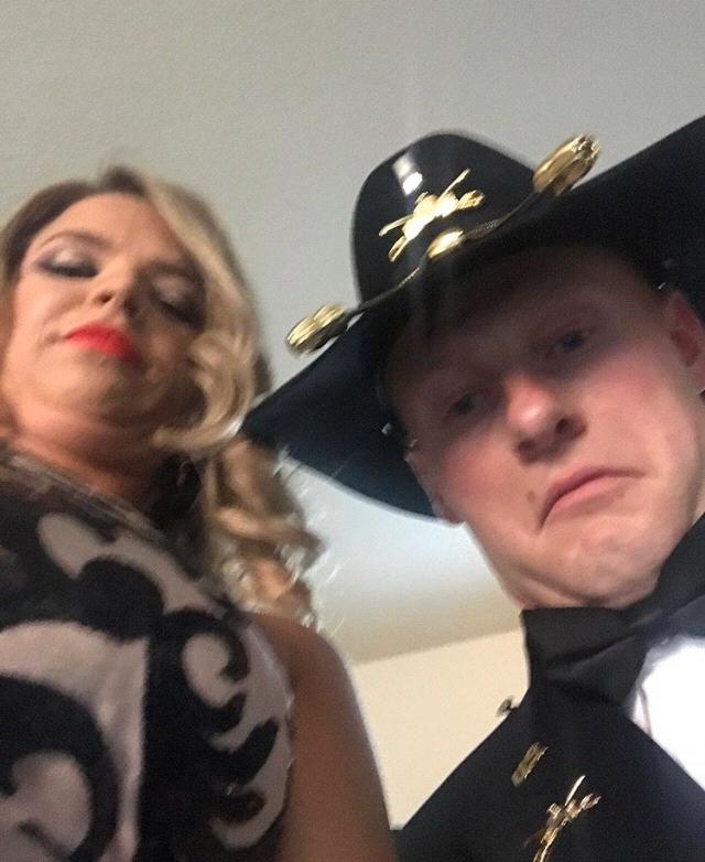 Got all dressed up for our first ball together and this is the only picture we took all night. June 2018