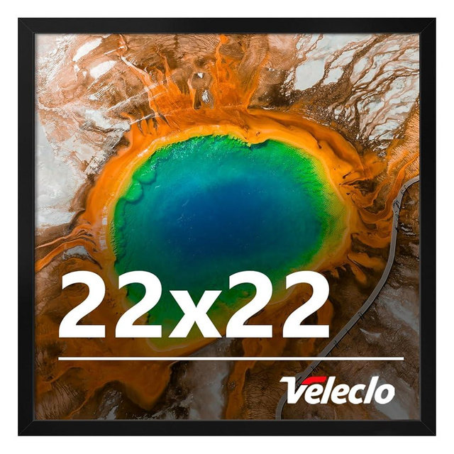 Veleclo 22x22 Picture Frame for Wall Display, 22x22 Black Picture Frame with Shatter Resistant Plexiglass, Stable and Sturdy 22 x 22 Poster Frame for Wall Display, Handpicked Gift Collection, 1 Pack