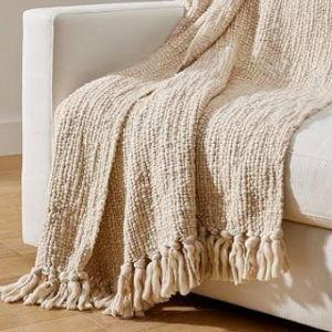 Textured Basketweave Knit Throw