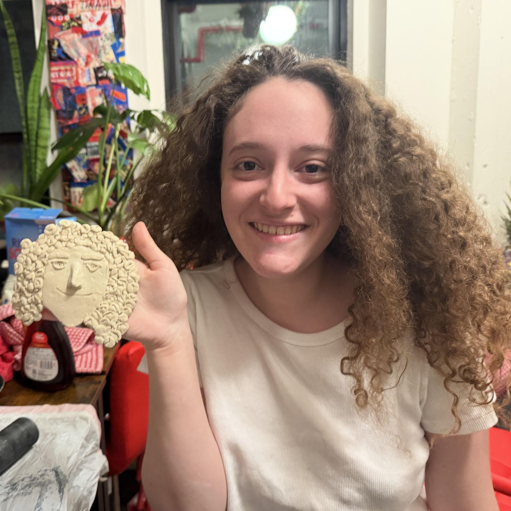 Nathan's clay sculpture of Mariel