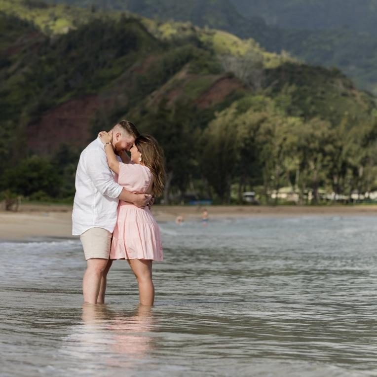 Moments after Brian popped the question in Hanalei Bay