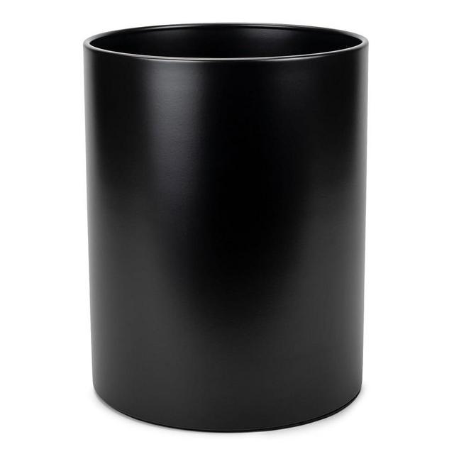 NAT AND JULES Round 9.5 x 8 Iron Metal Bathroom Trash Can Wastebasket Home Office Bedroom Fits 2.25 Gallon Trash Bag Liner, Black