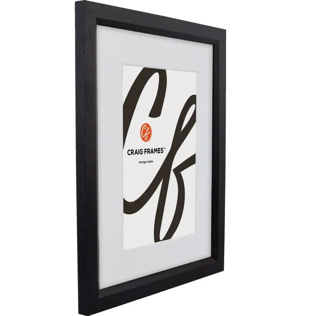 Craig Frames 26x32 Solid Black Single Image Picture Frame Matted for a 22x28 Photo