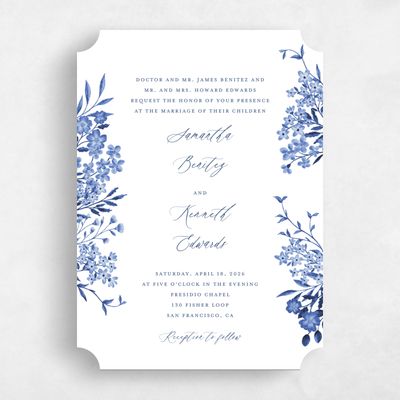Blue Ticket Wedding Invitation - Lombardy Classic