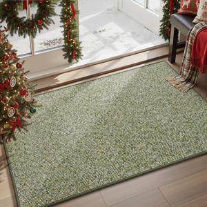 MontVoo Door Mat Indoor Entrance Doormat, Absorbent Durable Rubber Non Slip Front Door Mat for Inside Entry Entryway Dirt Trapper Welcome Mat, Green 24''x36''