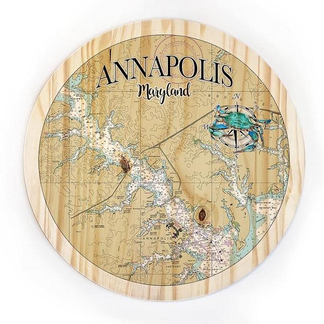 18' Round Wall Art Annapolis, MD | Boubon Barrell Lid| High Definition Ink Printed On Wood Circle Home Décor Map | Ready to Hang & Fully Assembled | Perfect Gift for the Perfect Place