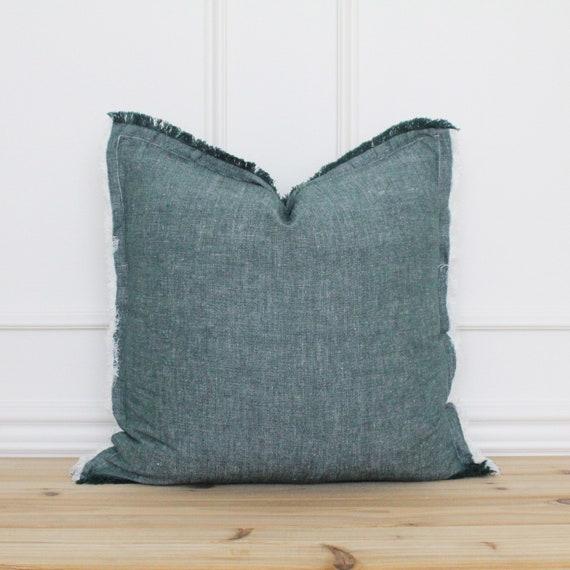 Forest Green Fringe Pillow Cover • 20 x 20 Pillow Cover • 26 x 26 • Neutral Pillow • Layering Pillow • Decorative Pillow • Throw Pillow