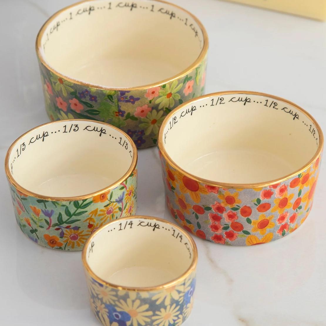 Ceramic Nesting Measuring Cups - Multi Floral