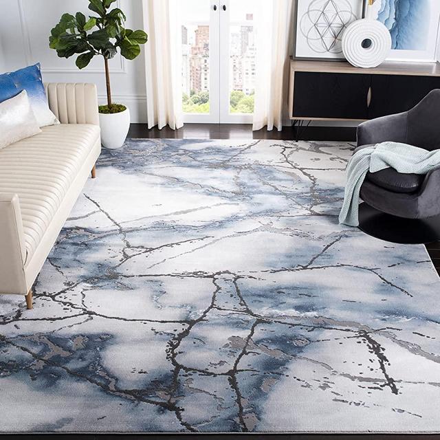 SAFAVIEH Craft Collection 5'3" x 7'6" Grey/Blue CFT877L Modern Abstract Non-Shedding Living Room Bedroom Dining Home Office Area Rug