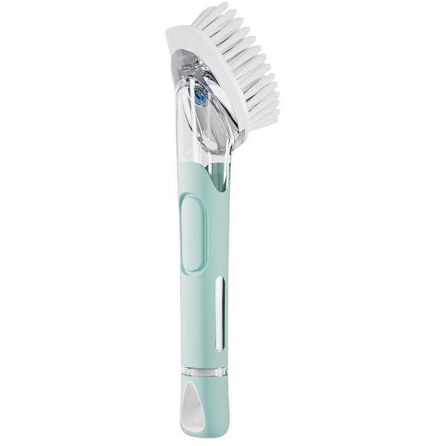 RIMAY Dish Brush with Soap Dispenser, Dish Washing Brush with Handle, Soap Dispensing Dish Brush, Soap Brush for Kitchen Sink, Dish Wand Kitchen Brushes for Dishes/Pans/Pots/Sink (Blue)