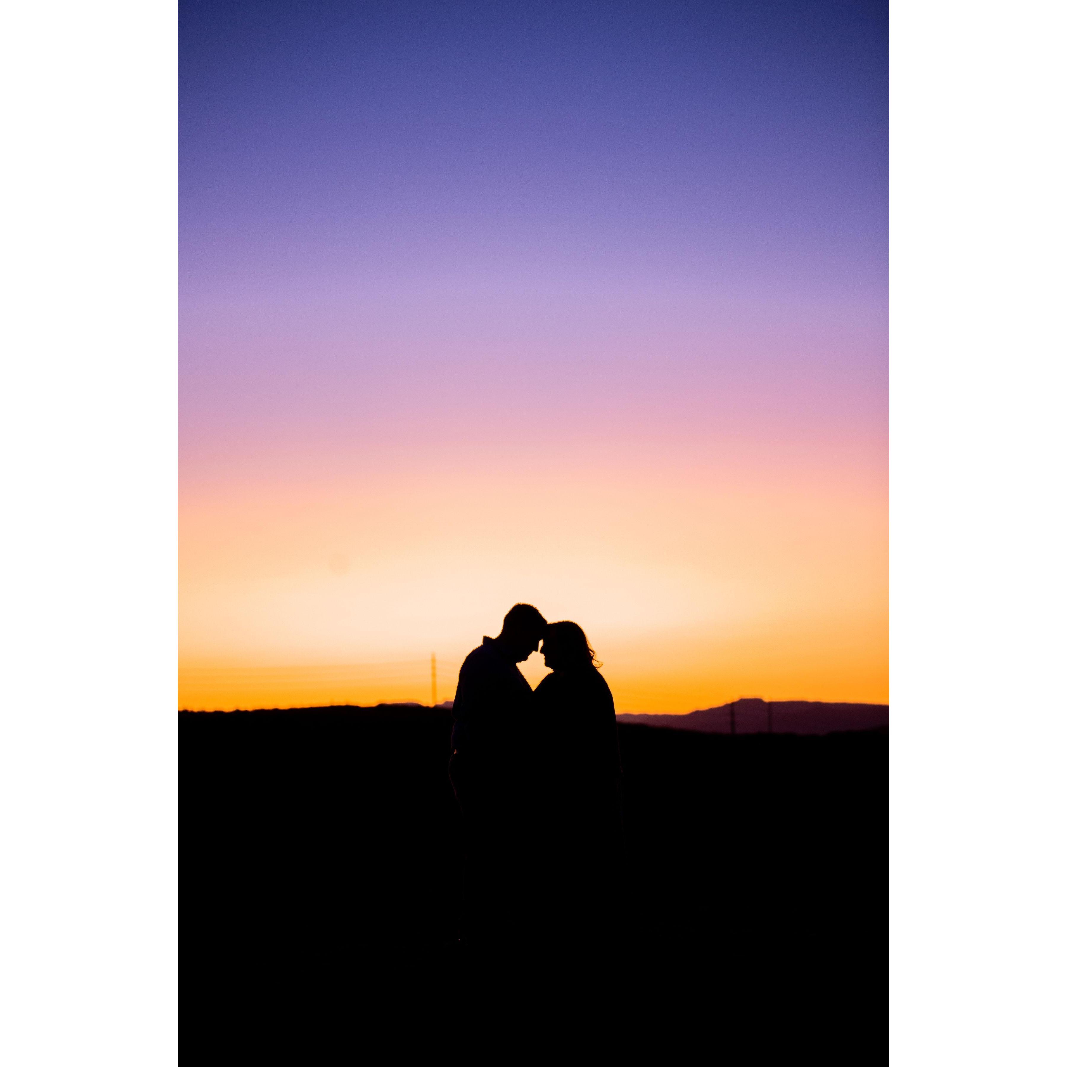 The couple got up at 4am to take their sunrise photos in Utah with a local photographer, Hillary Shreve.