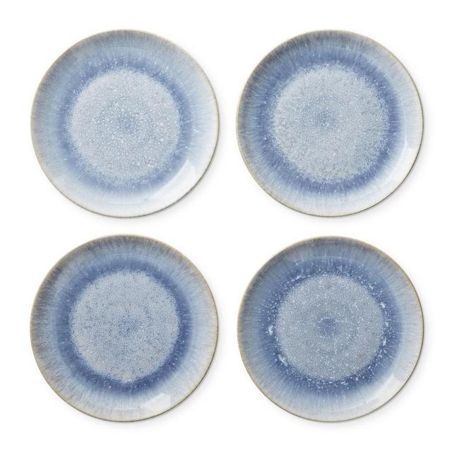 Reactive Glaze Salad Plates, Set of 4, Light Blue