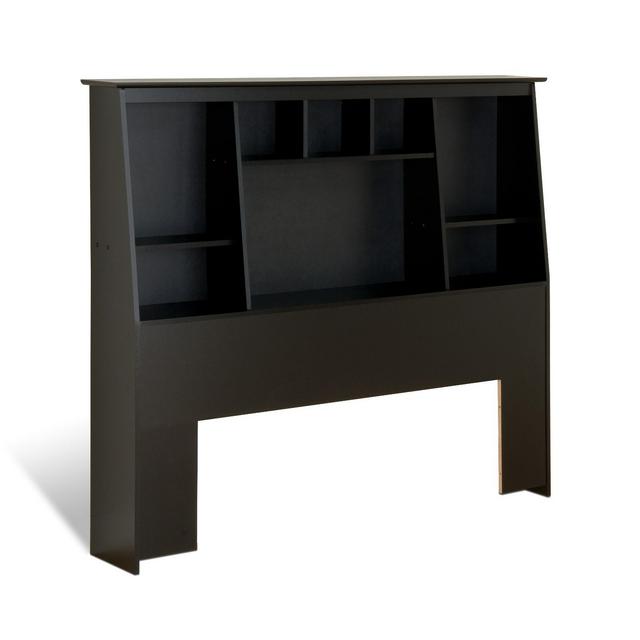 Full/Queen Tall Slant Back Bookcase Headboard Black - Prepac