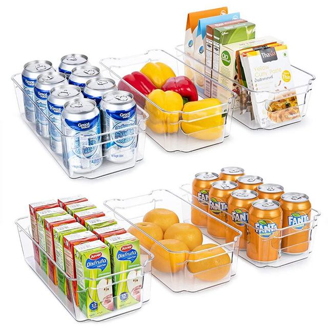 YIHONG Clear Pantry Storage Organizer Bins, 6 Pack Plastic Food Storage Bins  with Handle for Kitchen,Refrigerator, Freezer,Cabinet Organization and  Storage