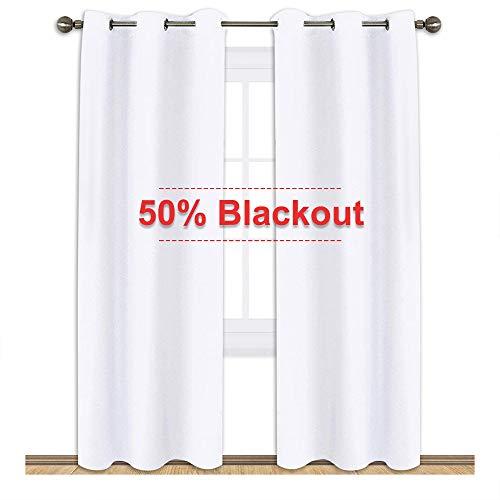 NICETOWN Window Treatment Curtain Set - 50% Light Reducing Curtains for Living Room, Curtain Panels for Patio Door (2 Panels, 42 inches x 84 inches, Pure White)
