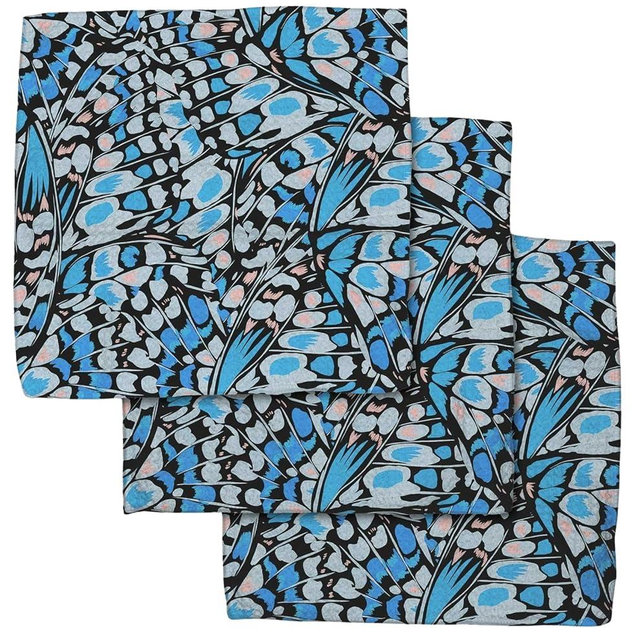 GEOMETRY Kitchen Dish Cloths - Quick Dry Dishcloths for kitchen - Premium Dish Rags with Geoweave (Blue Garden Wings)