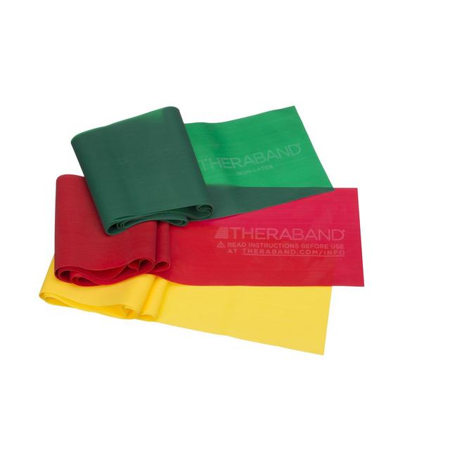TheraBand Resistance Bands Set, Professional Non-Latex Elastic Band For Upper Lower Body Exercise, Strength Training without Weights, Physical Therapy, Pilates, Rehab, Yellow Red Green, Beginner