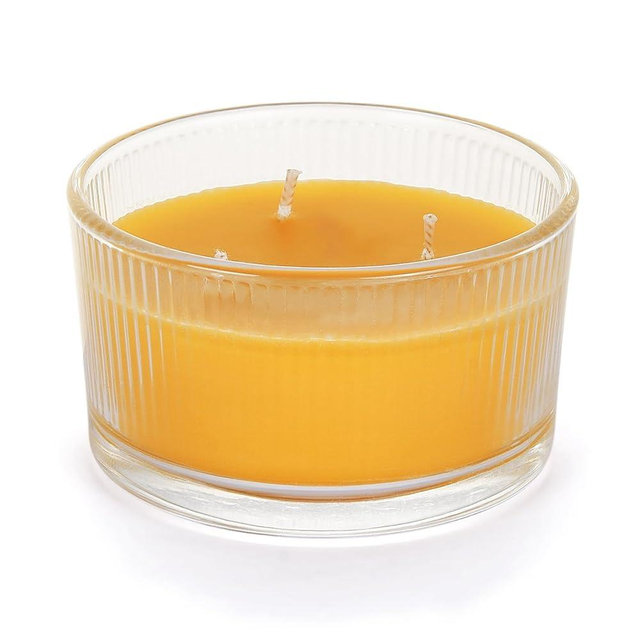 AGLARY 3-Wick Beeswax Candle in Glass, Elegant and Natural Home Lighting,Unscented Beeswax-Raw, 4.7oz