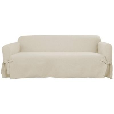 Farmhouse Basketweave Sofa Slipcover - Sure Fit (Ivory)