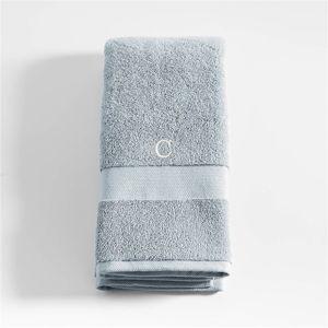 Bath Towel in Mist Blue, personalization: white 'C' in Serif