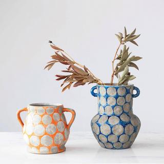 Polka Dotted Terracotta Rounded Planter