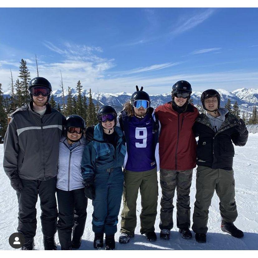 Cam and Kaitlyn on a snowboarding trip with friends February 2020